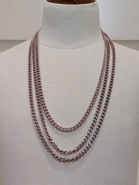 EUC Anodized Pink Aluminum 75" Extra Long Chunky Chain Necklace